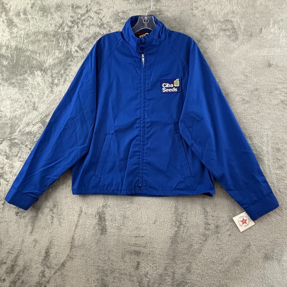 Vintage Ciba Seeds Jacket‎ King Louie Pro Fit Mens L Blue Full Zip Windbreaker